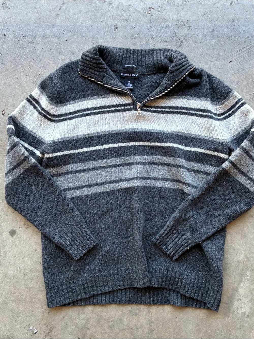 Ganson & Durr Charcoal Half-Zip Striped Sweater